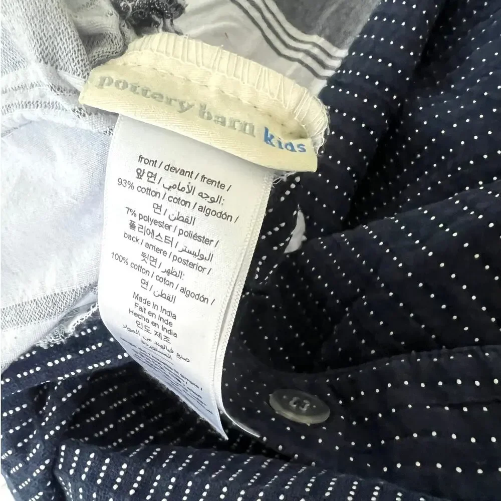 Pottery Barn Kids matelasse duvet cover navy blue white striped twin bedding